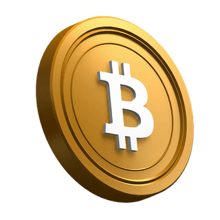 Tilted Bitcoin BTC coin in the hero section as a visual element